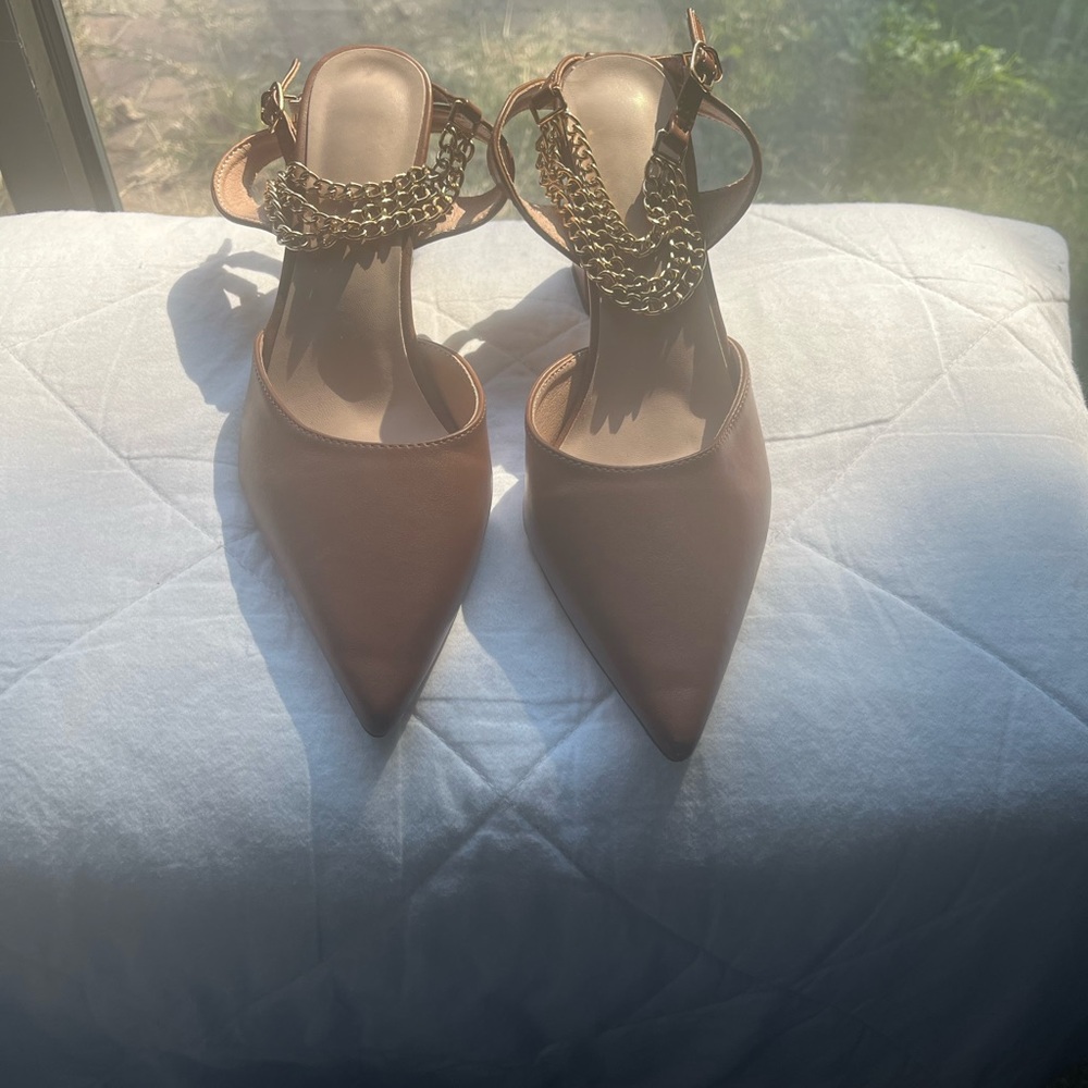 Elegant Brown Chain Strap Women's Shoes